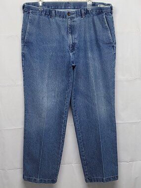 Haggar Mens Jeans 40 X 31 Classic Fit Hidden Expandable Waist Denim Pants Blue
